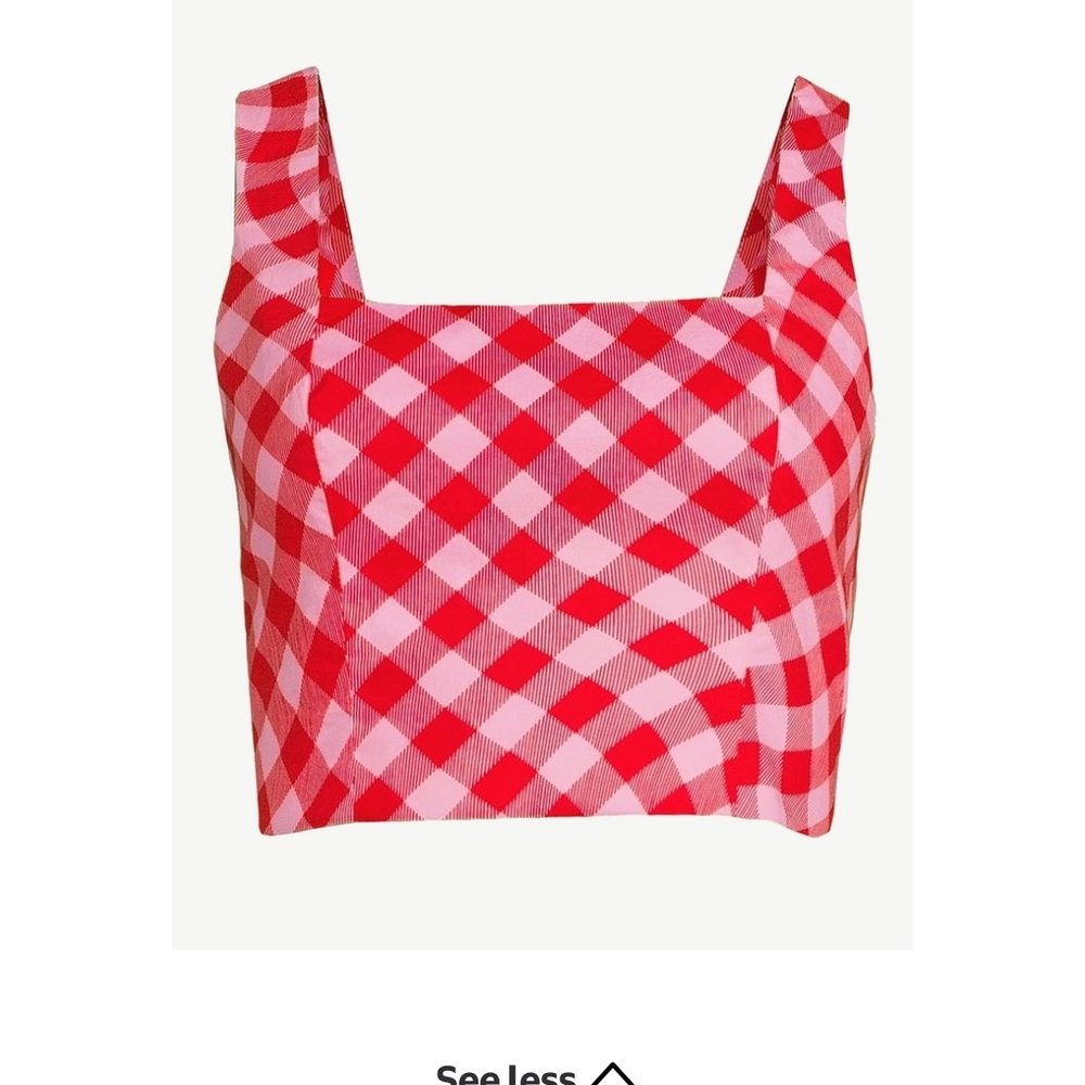 Scoop NYC Red and Pink Checkered Crop Top